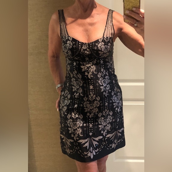 Nanette Lepore beaded damask cocktail dress.  Size 2 - Picture 2 of 5